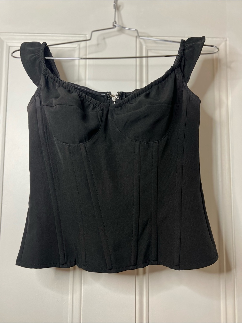 PrettyLittleThing Black Corset-Style Camisole Top